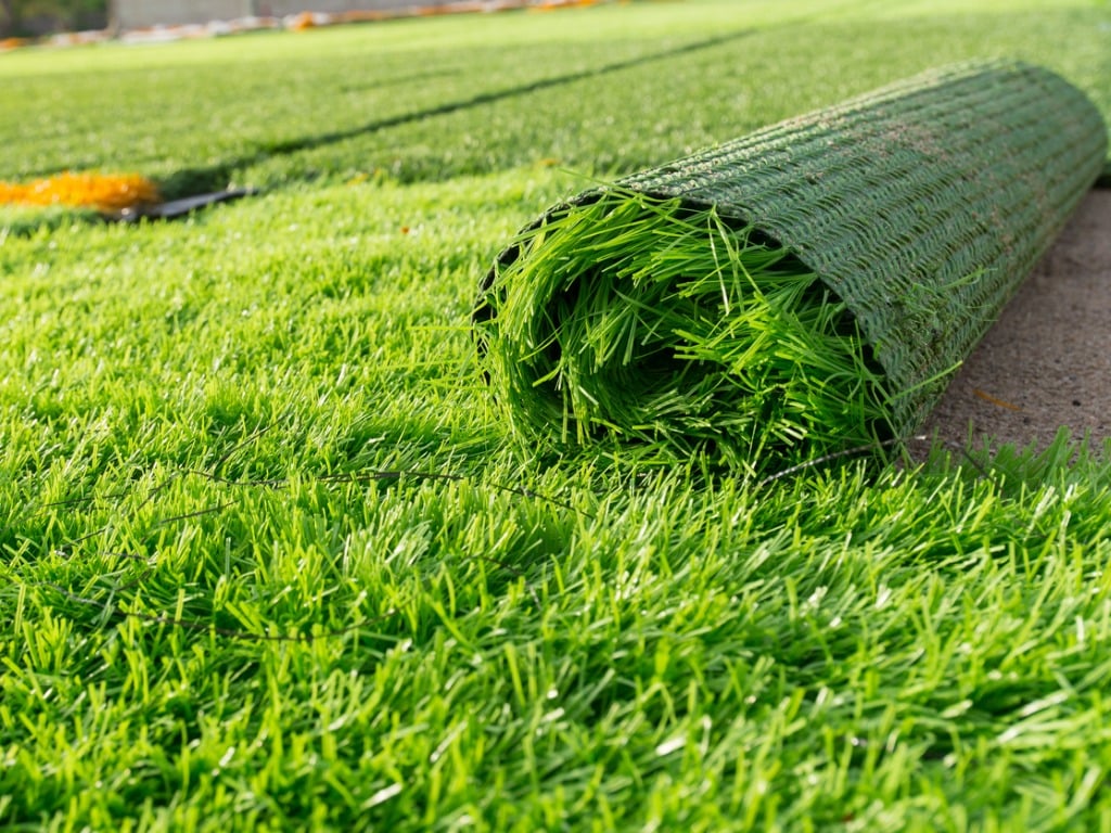 Artificial Green Grass Rolled Up